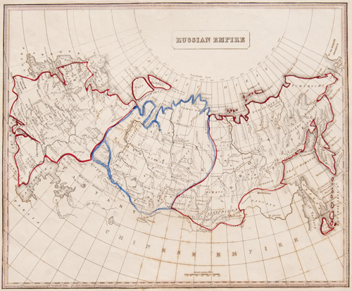 antique map of Russia and the Russian Empire